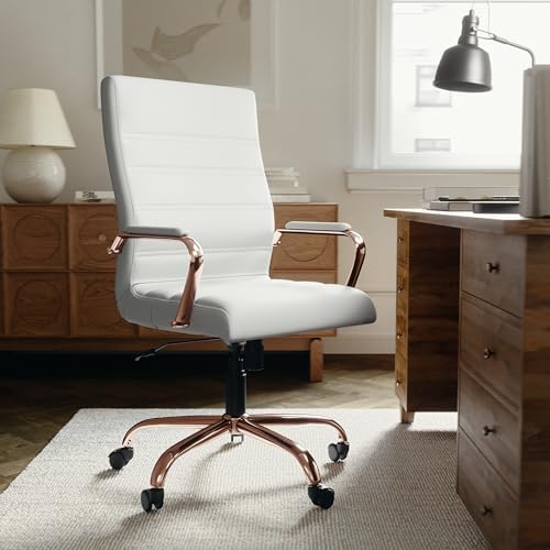 Flash Furniture LeatherSoft Executive Office Chair, White/Rose Gold - Image 2