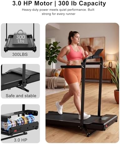 Walking Pad Treadmill with Handle,9% Manual Incline 3-in-1 Folding Treadmills for Home Small Space,3.0HP Quiet Under Desk Treadmill with Remote & APP Control,300LB Capacity LED Display - Image 6