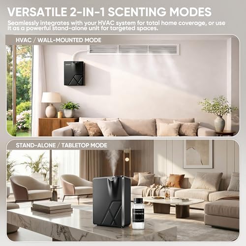 Smart HVAC Scent Diffuser, Waterless Essential Oil Diffuser for Whole House & Large Room up to 2000 Sq.Ft, Cold Air Hotel Collection Scent Machine with WiFi & Bluetooth App, Includes 100ml Oil, Black - Image 5