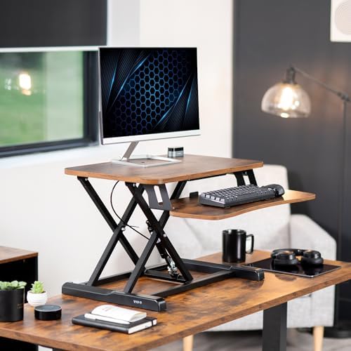 VIVO Rustic Vintage Brown 26 in Standing Desk Converter, DESK-V026KN - Image 2