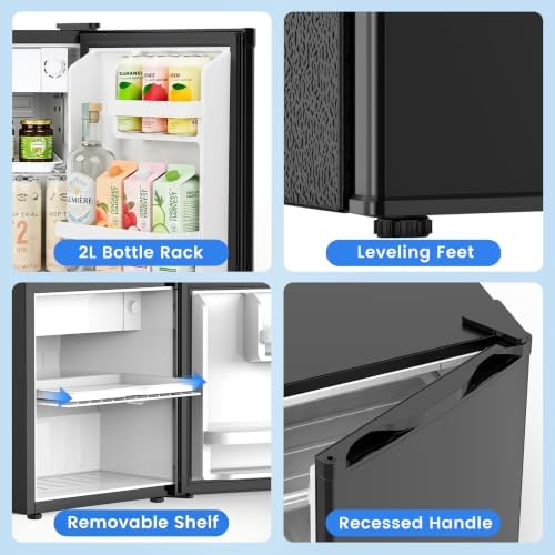 Electactic 1.6 Cu.ft Mini Fridge – Compact Reversible Door Refrigerator with Adjustable Thermostat, Ultra-Quiet Operation, Ideal for Office, Dorm, Bedroom, Apartment (Black) - Image 5