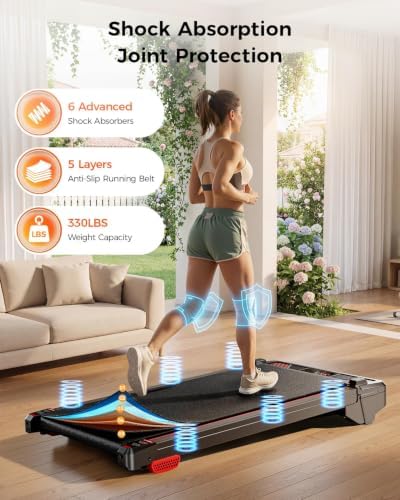 Walking Pad Treadmill, BestGod Incline Under Desk Treadmill 330lbs Capacity, 2.5HP Portable Treadmills for Home, Compact Treadmills Mini Running Machine with Remote Control - Image 6