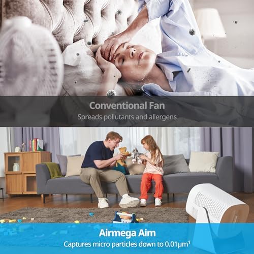 COWAY Air Purifier for Home Bedroom, 2-in-1 with Fan, Particulate Filter for Smoke, Allergies, Dander, Odor, Air Quality Monitor, Auto Mode, Remote Control, Timer, 3-Year Warranty, Aim, Marshmallow - Image 3