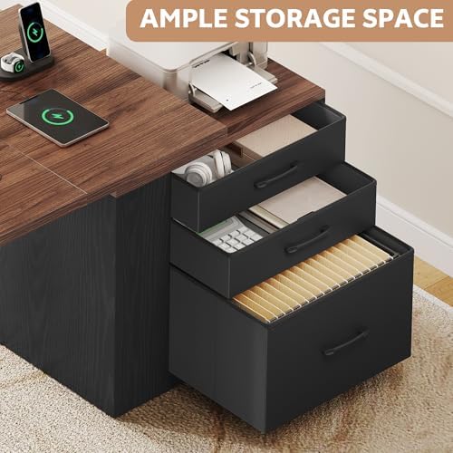 75.5'' Electric Standing Desk with Drawers Corner Desk Black - Image 5