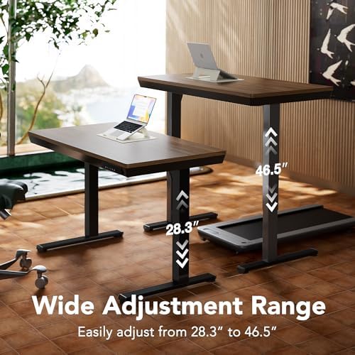 HUANUO Electric Standing Desk with Drawers, 48 X 24 Inch Electric Adjustable Height Desk, Quick Install One-Piece Tabletop with USB Charging Ports, Sit to Stand Up Desk for Home Office, Black Walnut - Image 5