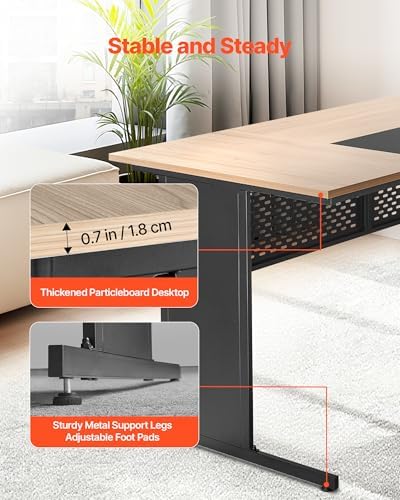 VEVOR 63" L-Shaped Executive Desk, Large Office Desk with Drawers, File Storage Cabinet, Detachable 350 LBS Load Capacity Corner Table, Easy Assembly, Business Furniture Workstation for Home Office - Image 6