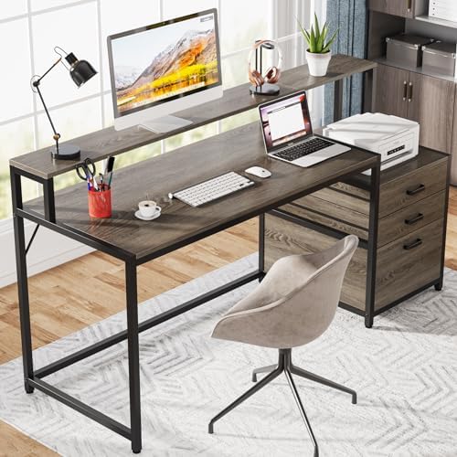 Tribesigns 63 Inch Computer Desk with File Drawer Cabinet, Home Office Desk - Image 3