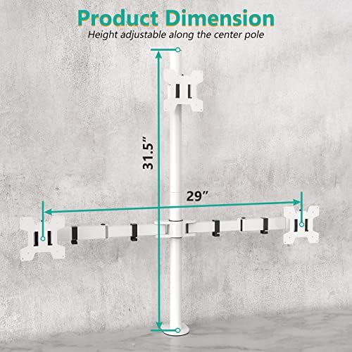 WALI Tall Triple Monitor Stand, Fully Adjustable Three Monitor Desk Mount Fits 3 Screens up to 27 inch, 22 lbs. Weight Capacity per Arm (M003-W), White - Image 4