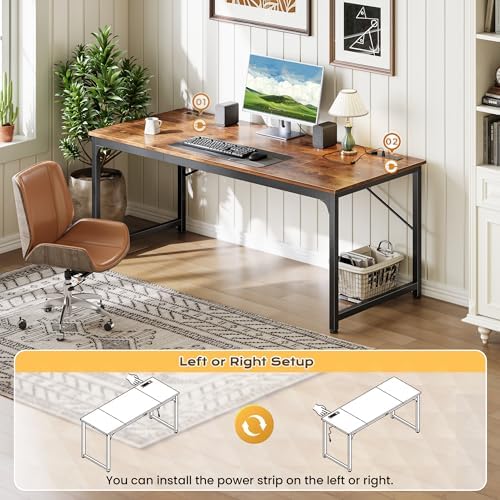 PRAISUN 63 X 30 Inch Extra Deep Desk with Power Outlets - Image 5