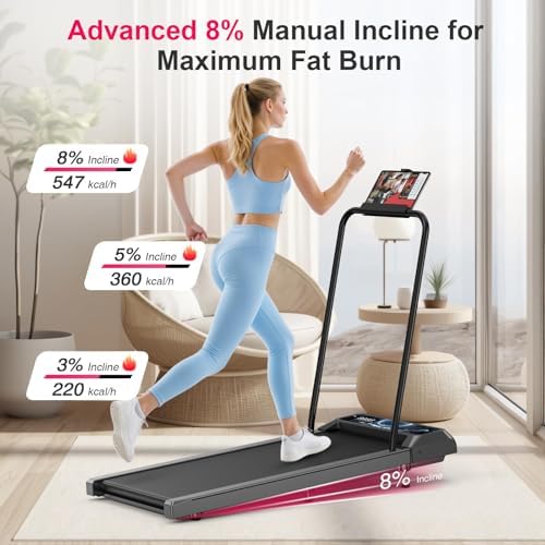 Under Desk Treadmill with Incline, Portable Walking Pad with Handlebar - Image 2