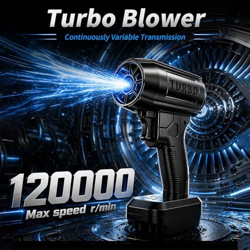 Turbo Powered Jet Blower Handheld Industries Car Air Dryer Mini Cordless Blow Fan Gun Lightweight Wash Drying Detailing Secador De Carro Multi Purpose Portable Super Power Duster Leaf Snow - Image 3
