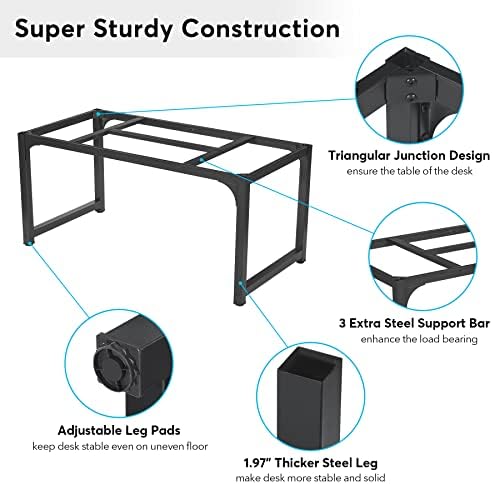 Tribesigns Modern Computer Desk, 63 x 31.5 inch Large Office Desk Computer Table Study Writing Desk Workstation for Home Office, Vintage Black Metal Frame - Image 6