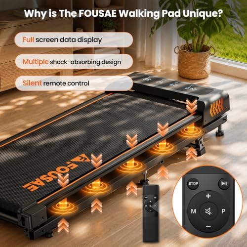 Walking Pad with Incline, FOUSAE 6.2MPH Walking Pad Under Desk Treadmill with 10% Incline, Full Screen LED Display, 2.75HP Brushless Drive, 12 HIIT Programs, Remote Control, 350 LBS Capacity - Image 2