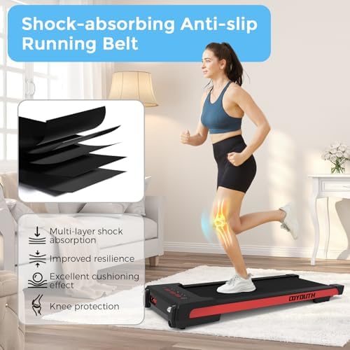 GOYOUTH Walking Pad Treadmill, Under Desk Treadmill for Home Office, Wide Belt Compact Treadmills 300 lbs Capacity, 2.25HP Shock-Absorbing Walking Jogging Running Machine Remote Included - Image 4