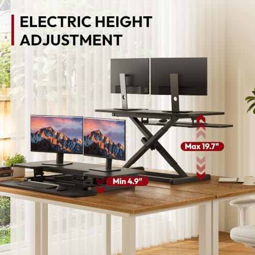 SANODESK 40" Electric Standing Desk Converter， Height Adjustable Riser for Office Home,Dual Monitor and Laptop Workstation with Large Keyboard Tray, Black Color - Image 5