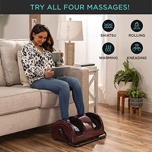 Best Choice Products Shiatsu Foot Massager with Heat for Plantar Fasciitis & Neuropathy, Kneading Foot & Calf Massager with Remote, 360° Adjustable Handle, Rolling & Compression Massage - Red - Image 5