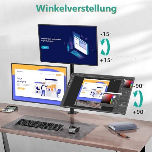 WALI Tall Triple Monitor Mount for 13-27 inch Computer Screens, up to 22lbs - Image 4