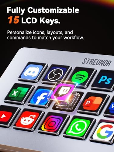 S15 Stream Controller, 15-Key LCD Studio Control Deck, White - Image 2