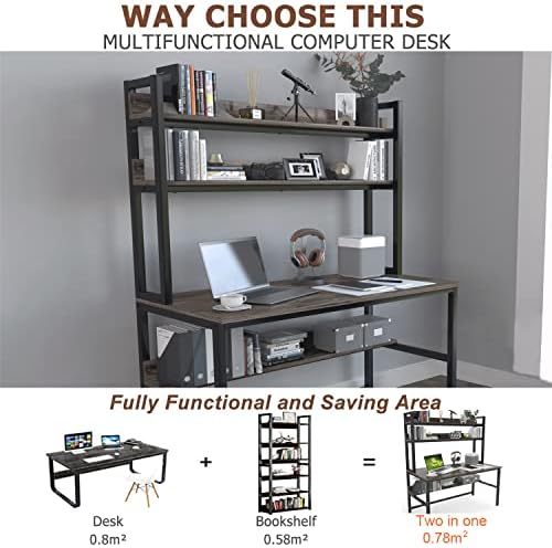 Aquzee Desk with Hutch, Computer Desk with Shelves, 47 Inch - Image 5