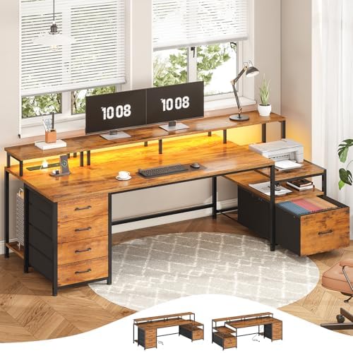 SEDETA 75'' Large Home Office Desk with 5 Drawer, Power Outlet, File Drawer by SEDETA