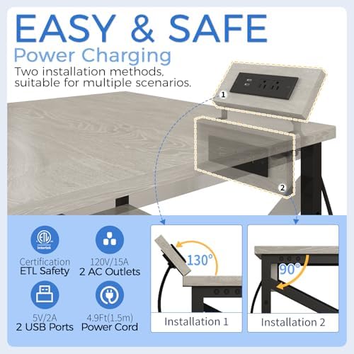 METYERRY 23.6"x23.6" Large Printer Stand with Power Outlet, 3 Tier Cart - Image 4