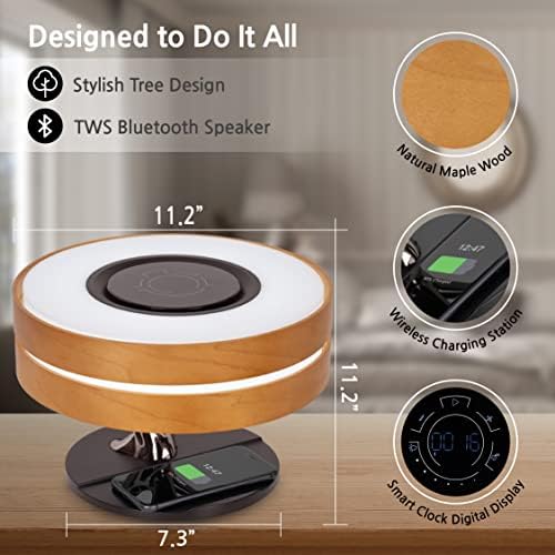 Dawn Lamp Modern Desk Lamp Multifunctional with Adjustable Light Settings, TWS Bluetooth Speaker, Wireless Charger, Touch Controls, for Home Office, Dorm Decor, Bedroom - Image 6