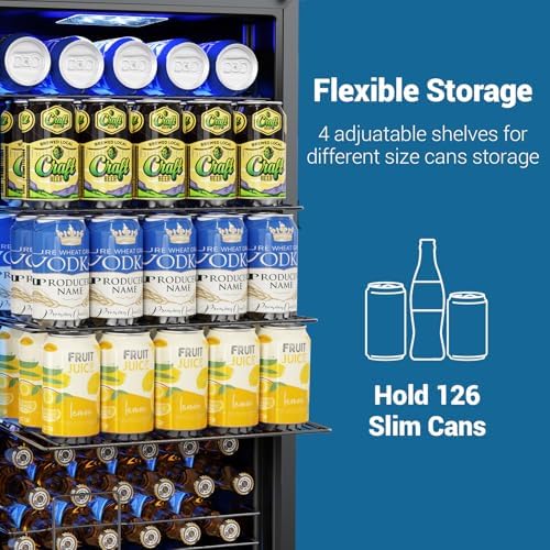 Velivi Mini Fridge 3.2 Cu.Ft Small Beverage Refrigerator 126 Can Lockable Drink Cooler with Glass Door, Safety Lock, for Beer Soda Black - Image 5