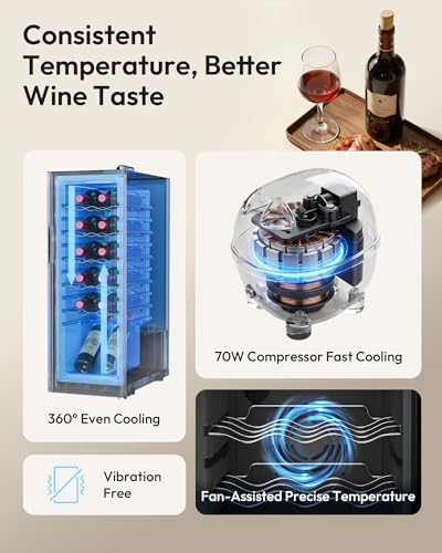 EUHOMY 12 bottle Wine Cooler Refrigerator, Wine Fridge with Lock, Black - Image 4