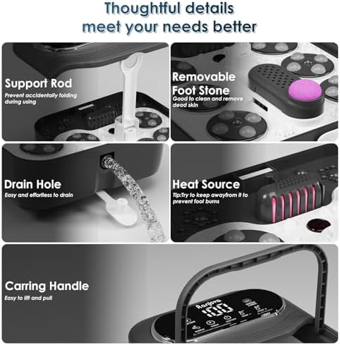 Ranjova Foot Spa Electric Rotary Massage with Heat, Bubble, Remote Control - Image 5