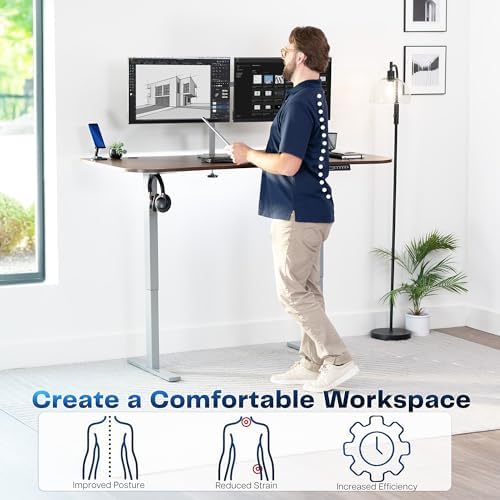 VIVO Dark Walnut 63 x 32 in Standing Desk, DESK-KIT-1G1D - Image 4