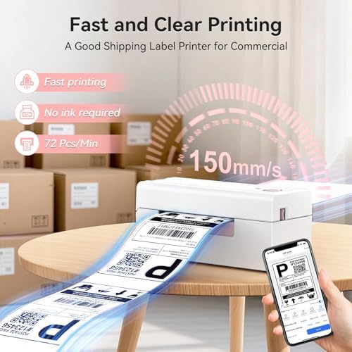 Bluetooth Thermal Shipping Label Printer, Wireless 4x6 Shipping Label Printer, Compatible with Android, iPhone, Mac & Windows, Widely Used for, Amazon, Shopify, Etsy, USPS(White) - Image 3