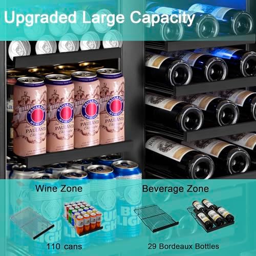 30 Inch Dual Zone Wine and Beverage Refrigerator Cooler Black - Image 3