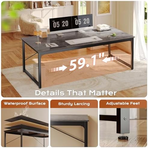 PRAISUN 63 X 29.5 Inch Computer Desk with Deeper Desktop - Image 6