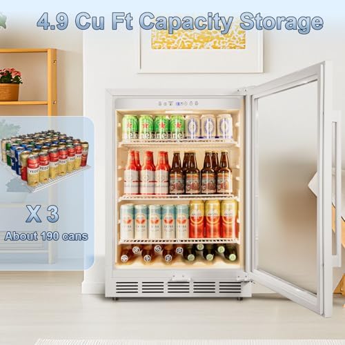 Velivi 24''Beverage Refrigerator Undercounter Fridge with Glass Door - Image 2