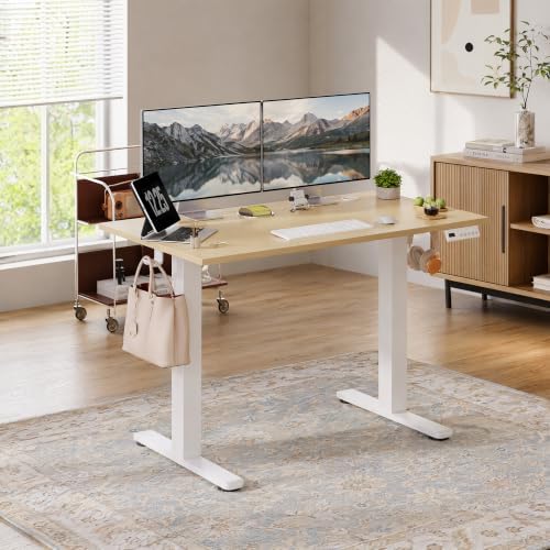 Claiks Electric Standing Desk 55x24 Inch Adjustable Desk, Nature - Image 2