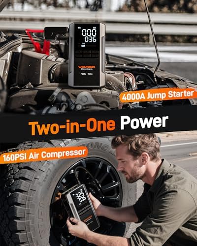 WOLFBOX 4000A Jump Starter with Air Compressor MF50 Electric Air Duster-110000RPM Super Power Cordless Air Duster - Image 2