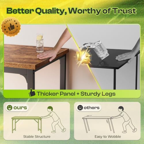 PRAISUN 70.9 x 24 Inch Computer Desk, 0.95'' Thicker, Heavy Duty, Rustic Brown - Image 6
