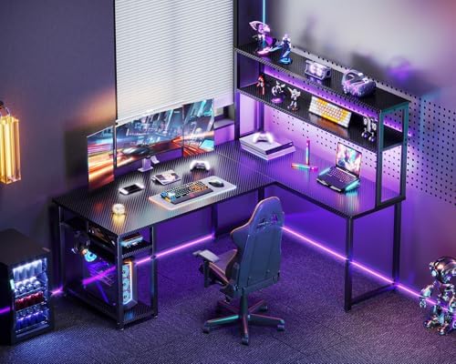 ODK 53 Inch L Shaped Gaming Desk with Hutch & Headphone Hook - Image 2