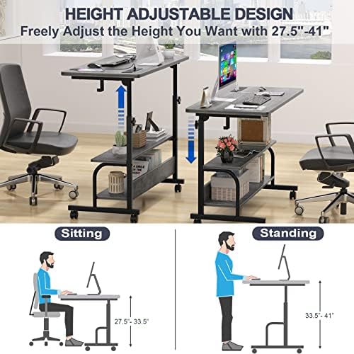 Armocity 39" Rolling Standing Desk with Charging Station for Couch Bed - Image 3