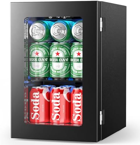 Electactic 24 Cans Beverage Refrigerator Cooler, Mini Fridge Countertop Drink Cooler for Soda, Canned Beer, Adjustable Digital Temperature Control for Home Dorm Office, Black by Electactic