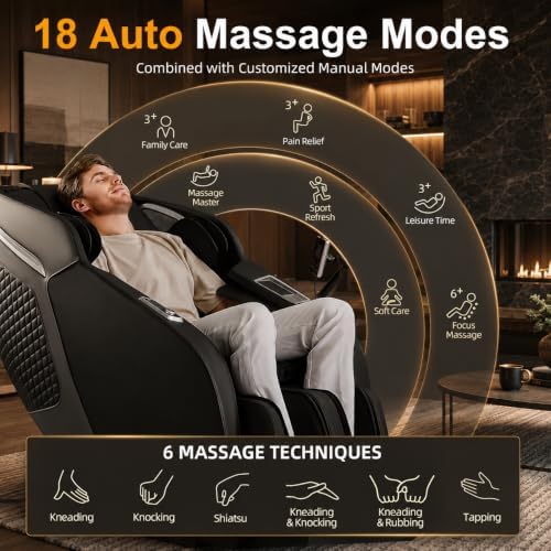 Luxury 4D Full Body Massage Chair with Calf Kneading, Zero Gravity SL-Track Shiatsu Recliner ,18 Auto Modes & 6 Massage Techniques,Lumbar & Calf Heating,Foot Roller,Voice/App/Touch Control,Body Scan - Image 6