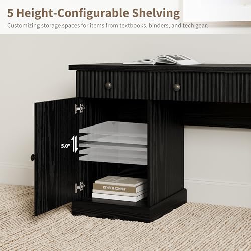 Garvee 60" Office Desk with Storage & Drawers for Home Office, Black - Image 5