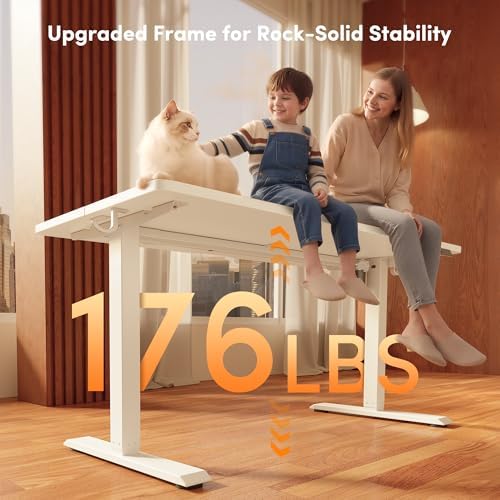 FEZIBO Standing Desk 55 × 28 Inch Electric Height Adjustable, White - Image 4