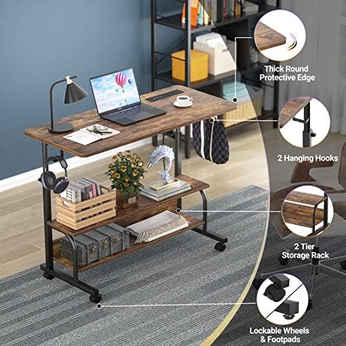 Armocity 32" Rolling Standing Desk with Charging Station for Couch Bed - Image 5