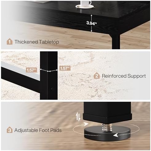 Tribesigns 55" Industrial Executive Desk for Home Office, Rustic Simple Computer Laptop Desk with Strong Metal Legs, Study Writing Table Business Workstation, Small Conference Table Black - Image 6