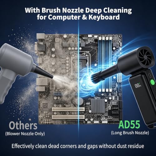 Compressed Air Duster - 180000RPM Powerful Electric Air Duster, 12 Gear Adjustable Cordless Air Blower, Rechargeable Air Dust Cleaner for Keyboard, Computer, Home, Outdoor, Car - Image 6