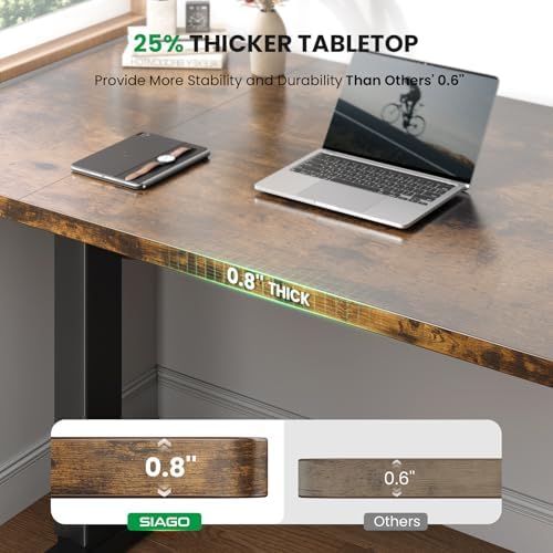 SIAGO Electric Standing Desk Adjustable - 63 x 24 Inch Sit Stand up Desk with Cable Management - 3 Memory Preset Adjustable Height Table - Image 3
