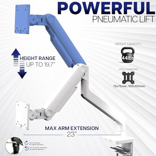 VIVO Heavy Duty Aluminum Ultrawide Monitor Tension Arm for up to 49 inch Screens, Holds 44 lbs, Premium Desk Mount Stand Designed for Samsung Odyssey G9 and More, White, STAND-V101VW - Image 3