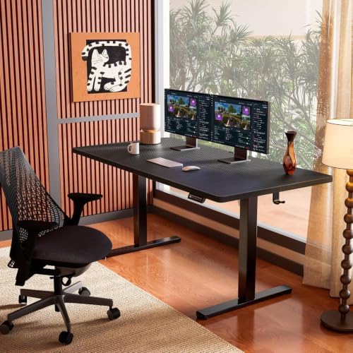 ErGear Height Adjustable Electric Standing Desk, 63 x 28 Inches Sit Stand up Desk, Memory Computer Home Office Desk, Carbon Fiber Black - Image 2