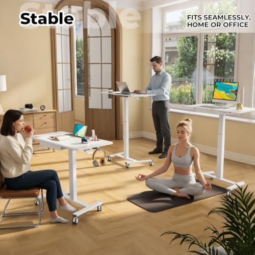 40"×20" Mobile Desk with Drawer, Rolling Desk with Storage - Image 2